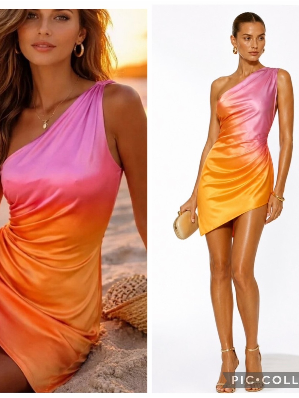 NWT BAOBAB Celia One Shoulder dress Flamenco  Pink - Orange sz XS